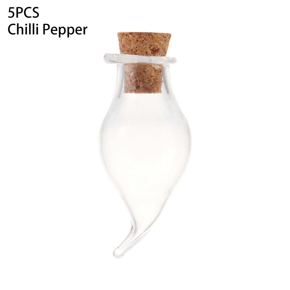 5 stk mini glas ønskeflasker korkprop tomme prøvekrukker opbevaringshætteglas gør-det-selv vedhæng hjemmepynt bryllup forsyninger: Chili peber