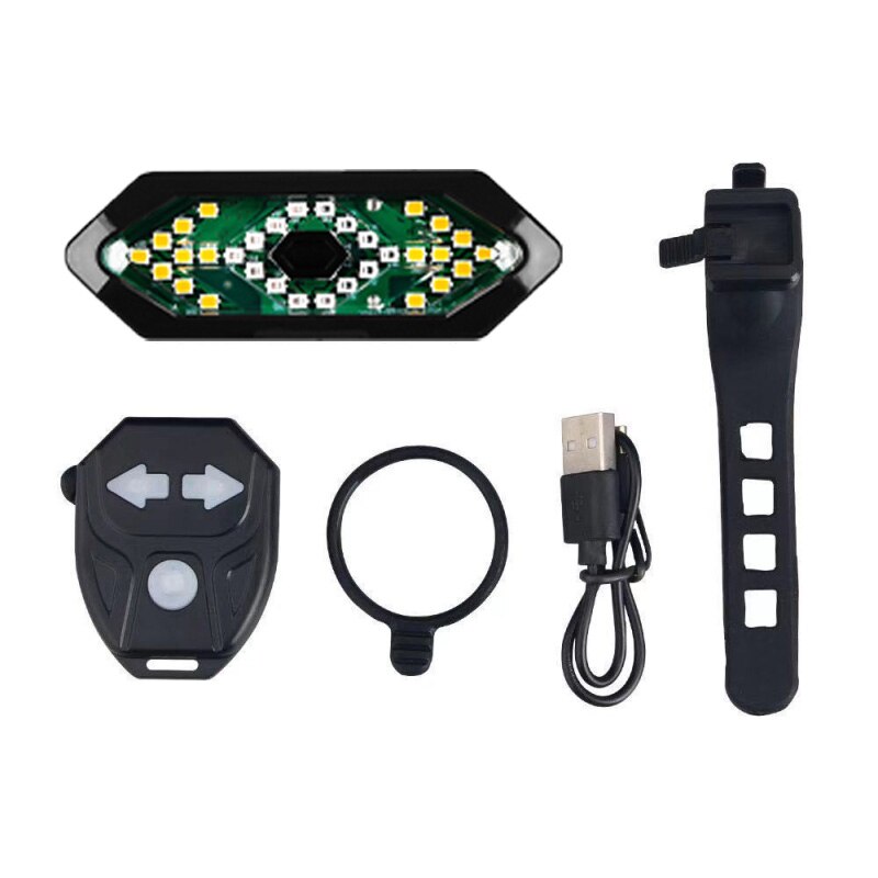 Bike Light Turn Signals Remote Control Bicycle Direction Indicator MTB LED Rear USB Rechargeable Cycling Taillight with Horn: Green