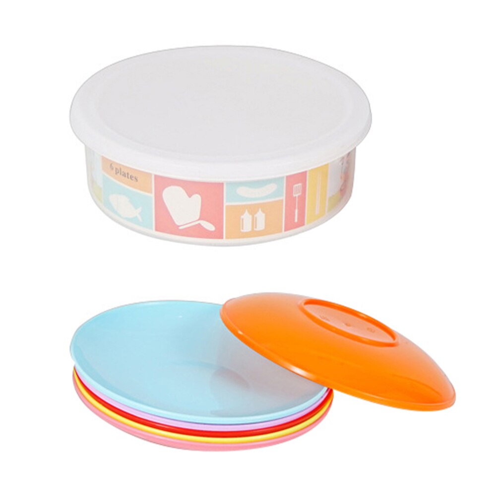 1 Set/6Pcs Outdoor Servies Herbruikbare Fruitschaal Picknick Dessertbord Draagbare Camping Platen Picknick Bbq Servies Apparatuur: Default Title