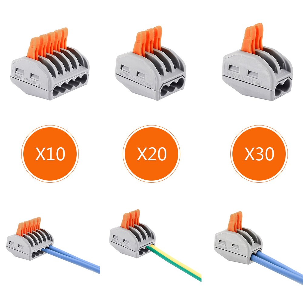 60X 2 3 5 pin Terminal Clamp Compact Wire Wiring Universal Compact Wire Wiring Connector Conductor Terminal Block
