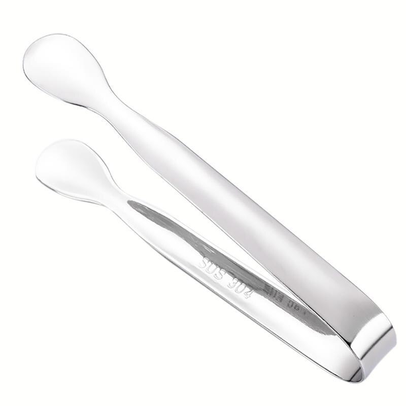 Stainless Steel Ice Cube Clip Ice Tong Bread Food BBQ Clip Barbecue Clip Ice Clamp Tool Bar Kitchen Accessories Food Tongs: Silver