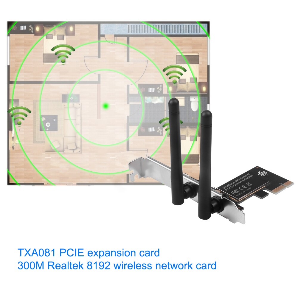 Kebidu 300Mbps 2.4Ghz Draadloze Adapter Wifi Adapter Pci-E Netwerkkaart Pci-Express Wifi Voor Pc Desktop Voor windows 10