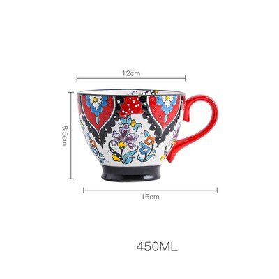 Bol à gruau, bol à céréales, bol à petit-déjeuner en relief, tasse à café en céramique peinte à la main, tasse à céréales populaire créative: C008