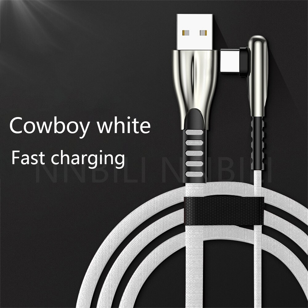 Micro Usb Type C Kabel 3A Fast Charger 90 Graden Usb Voor Iphone 13 12 11 8 7 6 Data kabel Voor Samsung/Sony/Xiaomi Android Telefoon: White / 1m for IPhone