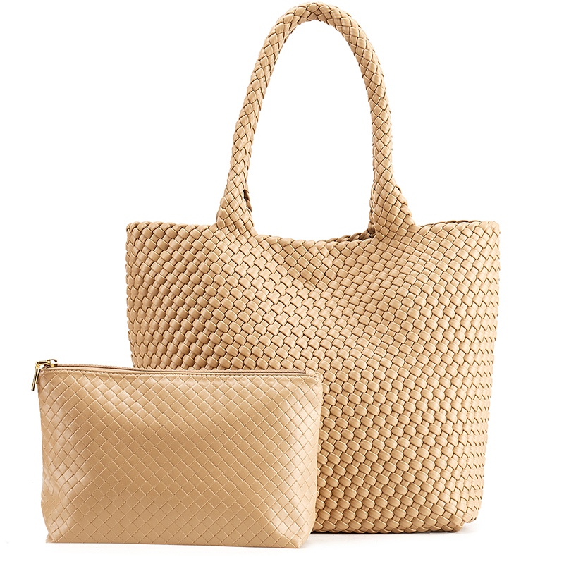Bolsos de cuero tejidos Bolso grande tejido para mujer Bolso tejido de Bolso de cuero vegano: Negro