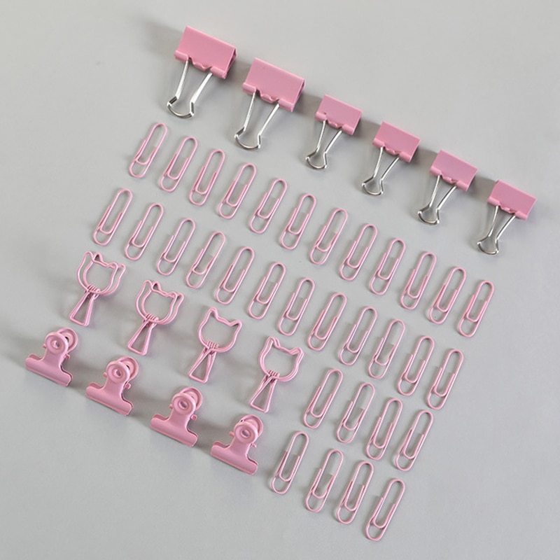80Pcs/lot Color Binder Clips Set Mint Green Pink blue Multi Paper Clips Kawaii Stationery Office Accessories School Supplies
