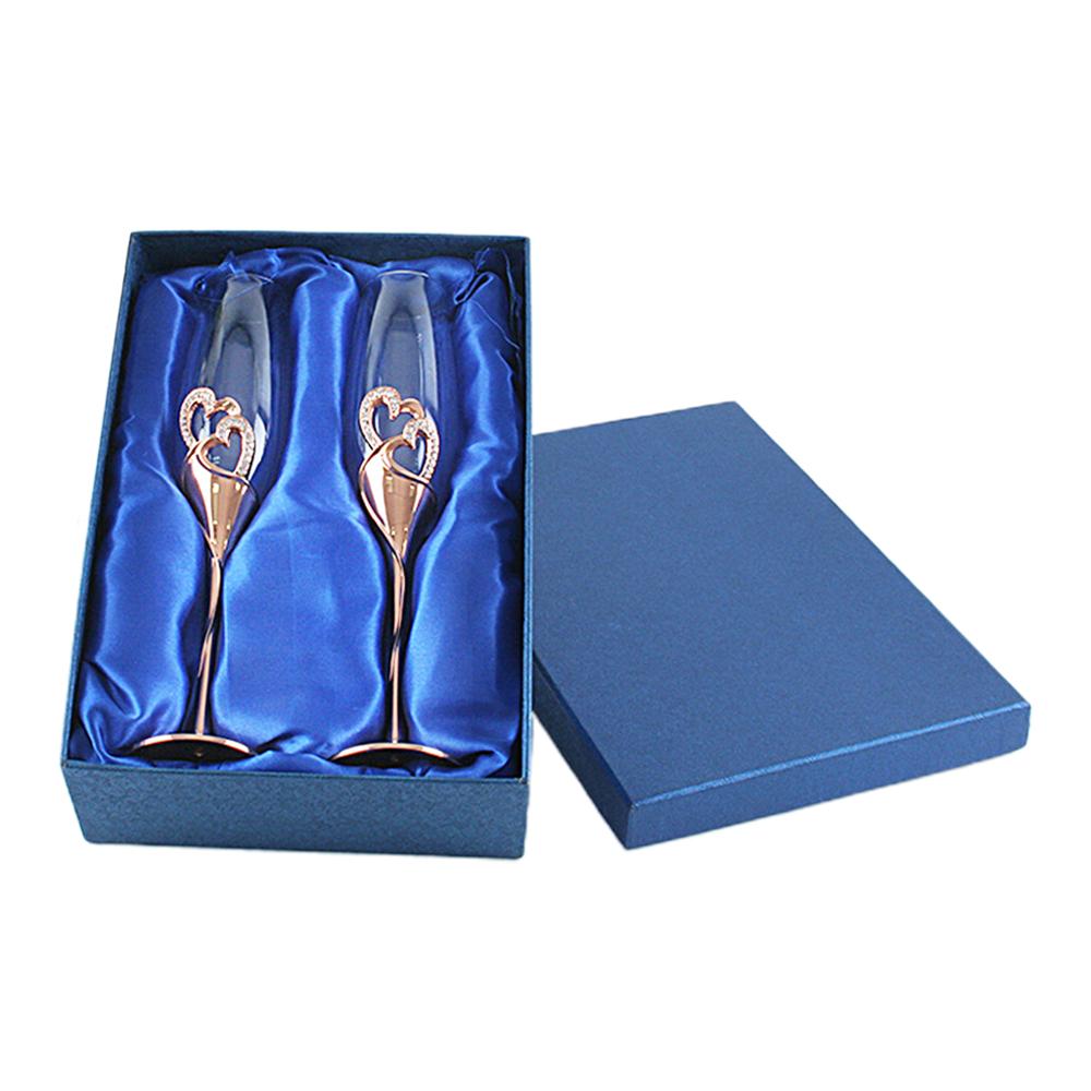 Copas de champaña para brindar accesorios de boda, oro rosa, corazones, Juego de 2: RG
