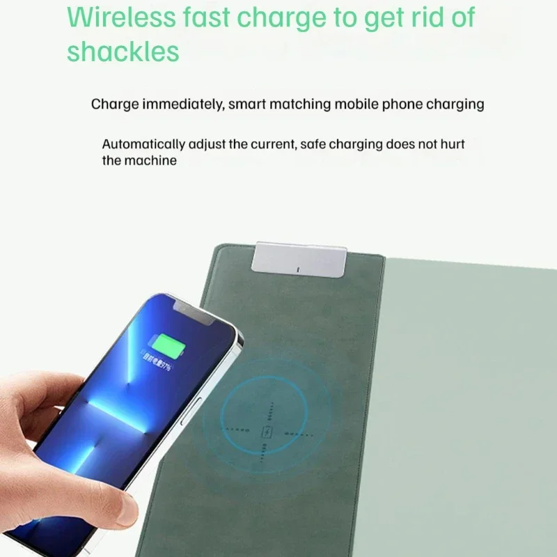 Mouse PadPure Colour PU MaterialSlim DesignWireless Fast ChargingDesk PadSuitable for All Styles of Mobile PhonesKeyboard Pads