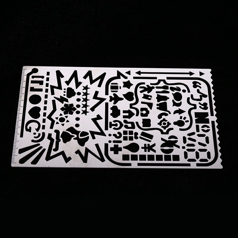 Multifunktionale Edelstahl Hohl Lineal Katze Geometrische Figur Zeichnung Schablonen Vorlagen Metall Lineal Diy Werkzeug Tagebuch Vorlage