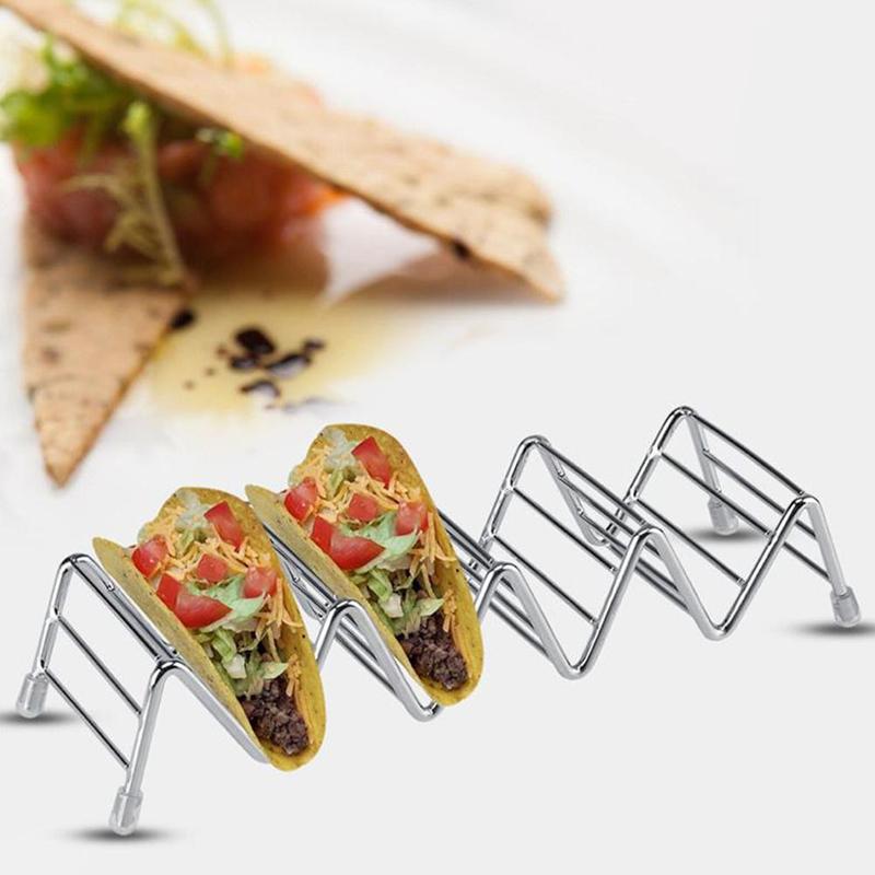 Bølgeform rustfrit stål tacoholdere mexicansk mad stativ 1-4 hårde skaller hundeholder stativ taco stativ display
