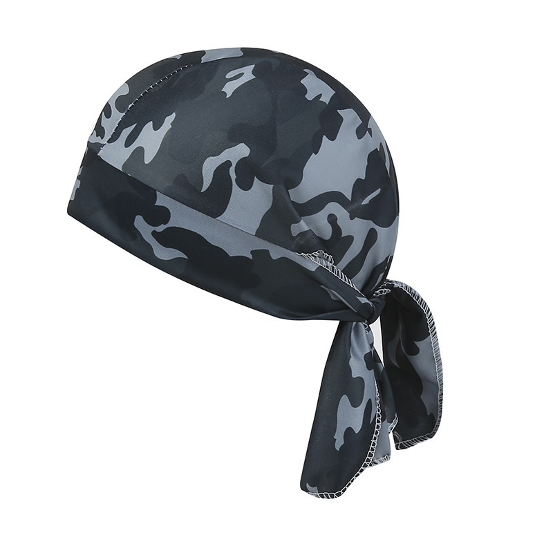 Camouflage Headband Bandana Handkerchief Head Man Pirate Hat Cycling Hood Sun Protection Sports Breathable Printed Headscarf: WHITE