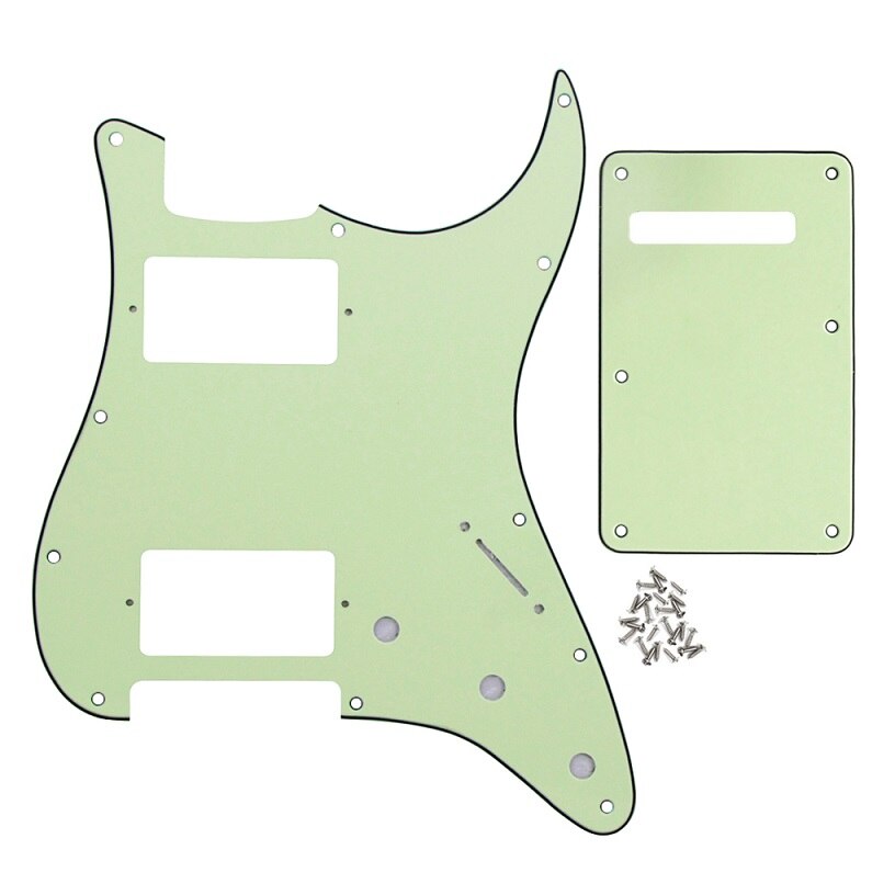FLEOR Set of 11 Hole HH Electric Guitar Pickguard Scratch Plate & Back Plate & Screws for USA Strat Style Guitar Parts