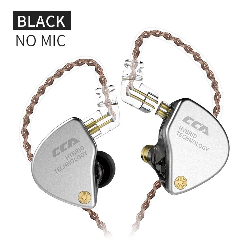 CCA CA4 IN Ear auricolari IN metallo tecnologia ibrida Hifi Bass auricolari cuffie con cancellazione del rumore KZ ZAX ZSX microfono gamer cablato: CA4 Black No Mic