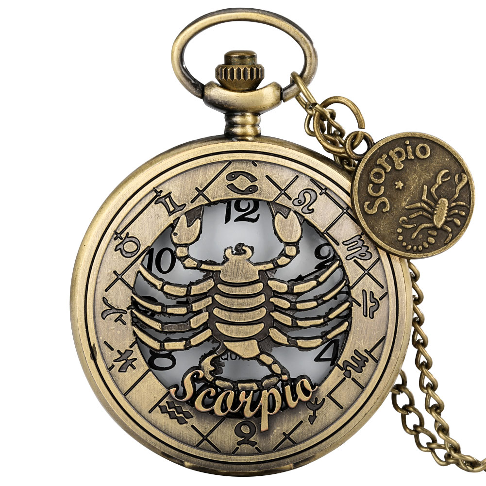 Lange Ketting Zakhorloge Mannen En Vrouwen Quartz Zakhorloge Vintage Bronze Dial Uitgeholde Cover Arabisch cijfers: Pocket Watch 16