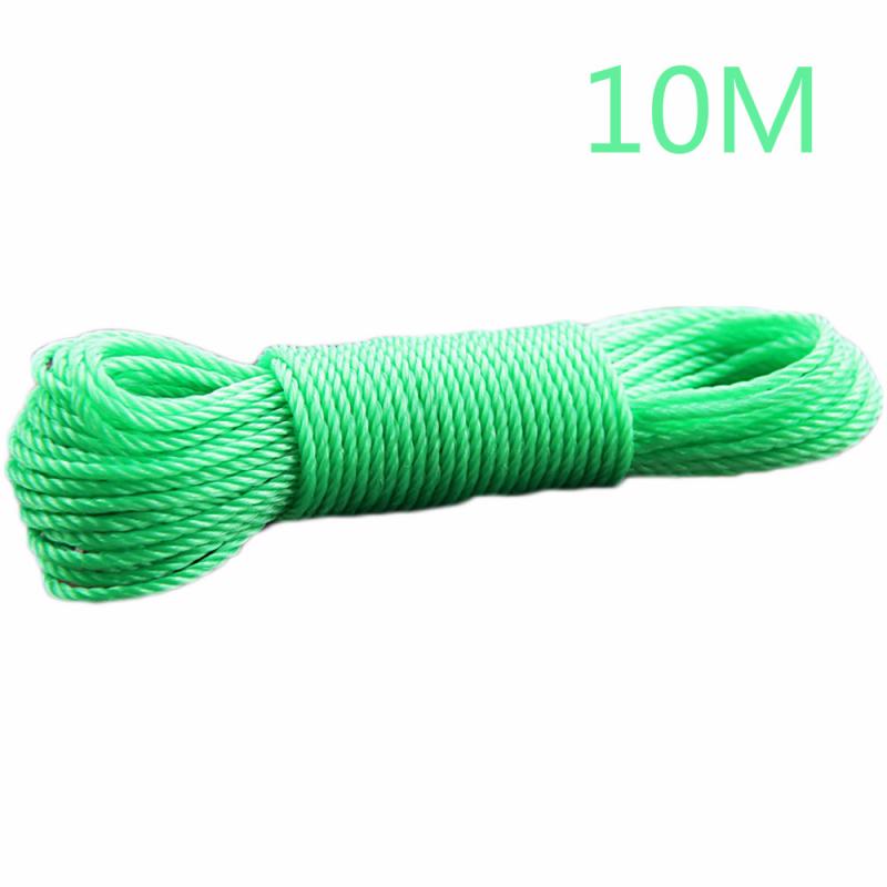 10m/20m Clotheslines Long Colored Nylon Rope Climbing Traction Tying Shade Net Rope Clothesline Garden Supplies: 10m green