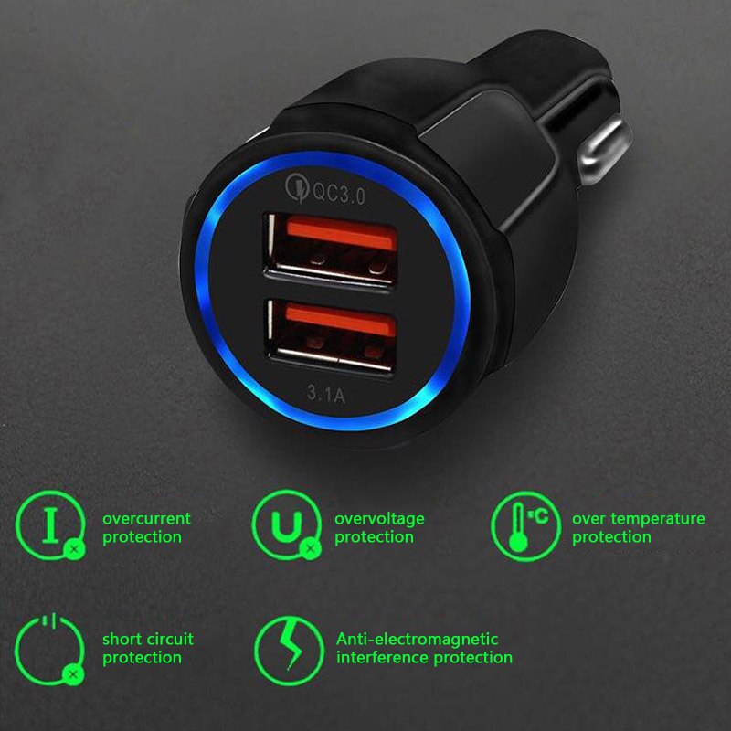 Schnelllade-autoladegerät 5v 3.0 usb-anschlüssen 2 3.1a  qc3.0 schnelllade-adapter für iphones und samsung-geräte