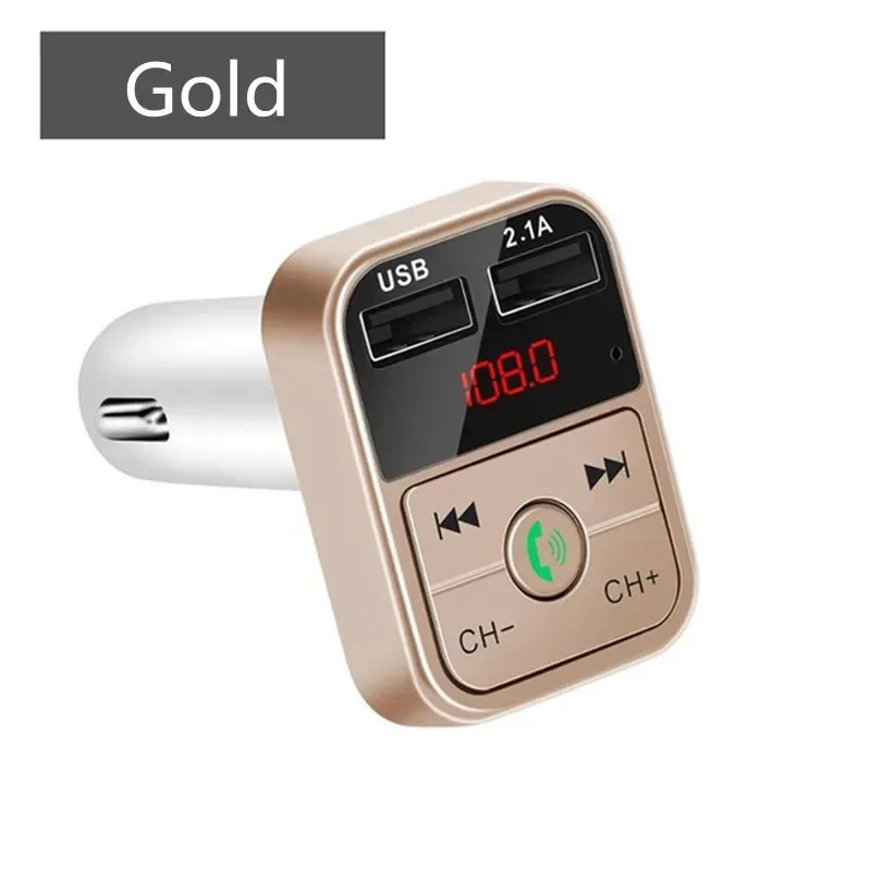Car Bluetooth Receiver FM Transmitter Wireless Audio Adapter Hands Free MP3 Player Dual USB Fast Car Charger Bluetooth Car Kit: green