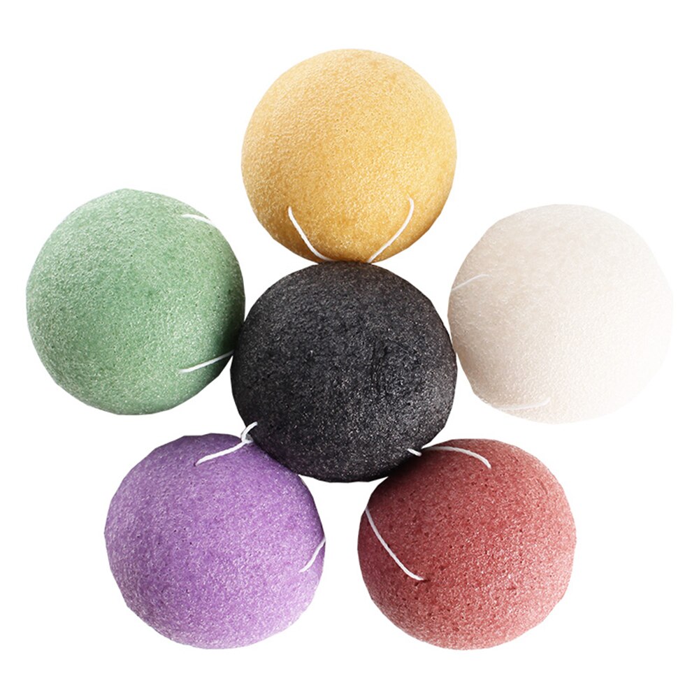 Konjac-esponja de limpieza Facial Konnyaku, 6 colores naturales, exfoliante, limpiador Facial