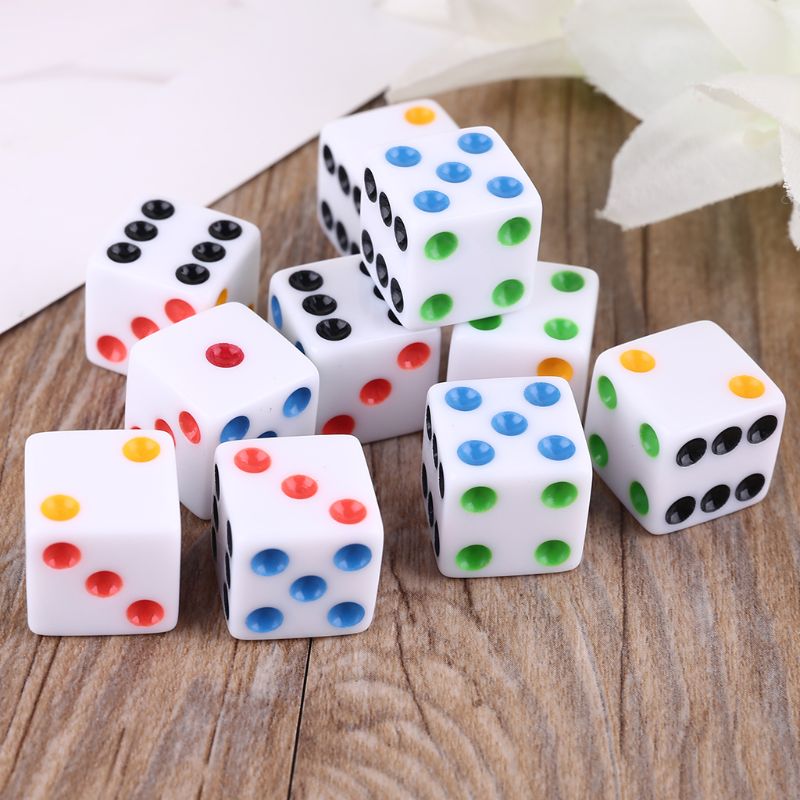 10pcs/set D6 Six Sided Spot Dice Square Opaque Dices Role Playing Game for Party XXUF