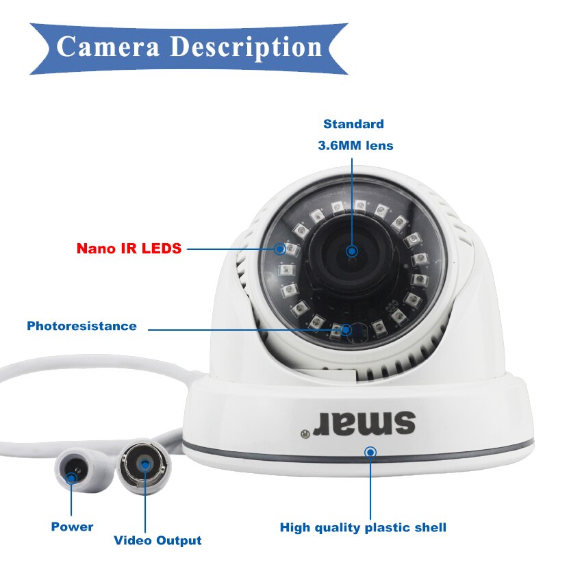 Smar Sony IMX323 CMOS 18 Nano IR LEDS HD 1080P AHD Camera Dome Surveillance Camera IR Cut Filter With Work AHDH/AHDNH AHD DVR