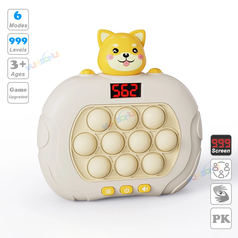 Consola de juegos de empuje rápido con luz Pop electrónica mejorada, juguetes para niños y adultos, juguete antiestrés, máquina de juego interactiva: plum