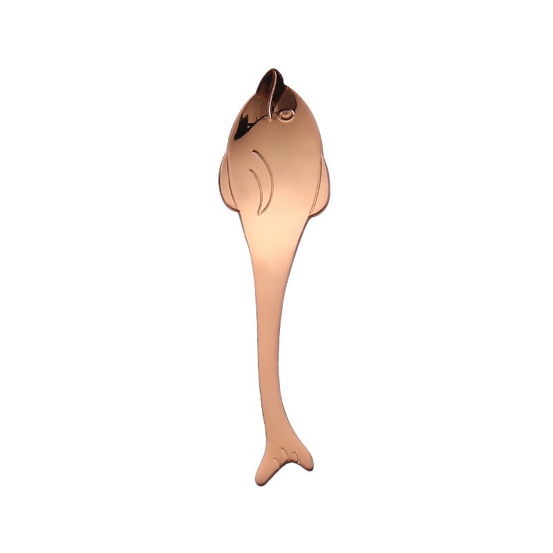 1Pcs 304 Stainless Steel Nice Dinner Spoon Rose Gold/Gold/Silver Fish Coffee Dessert Spoons Tableware: Dolphin rose gold