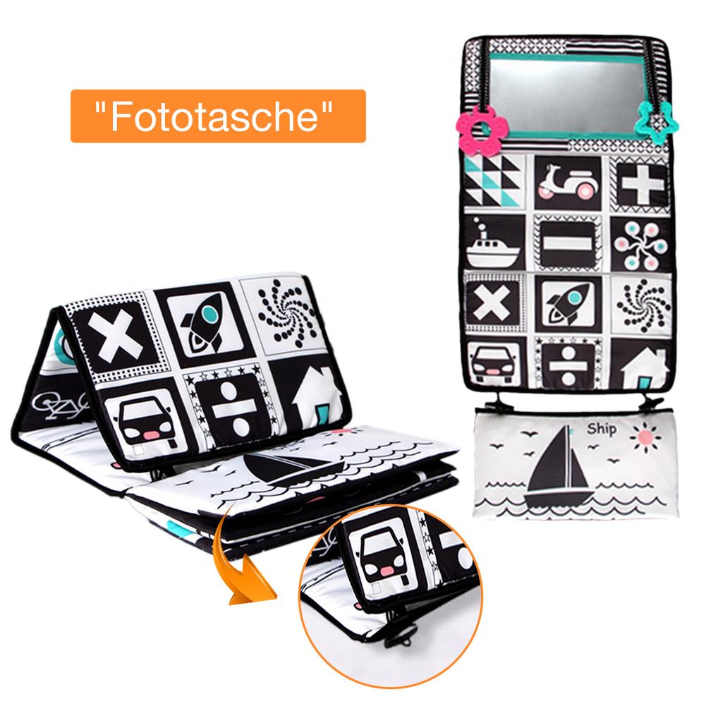 Tummy Time Floor Baby Mirror Toy High Contrast Activity Mirror Toddler Teether Toy Activity Developmental Black And White Toys