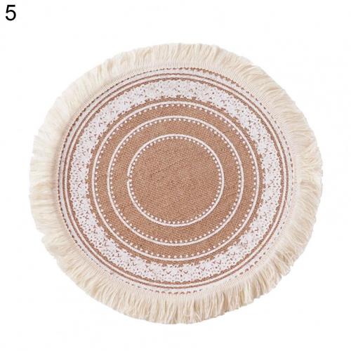Katoen Linnen Tafel Mat Indiase Retro Patroon Kwastje Isolatie Antislip Placemat Kantoor Keuken Bekerhouder Mat Pad Decor: 05