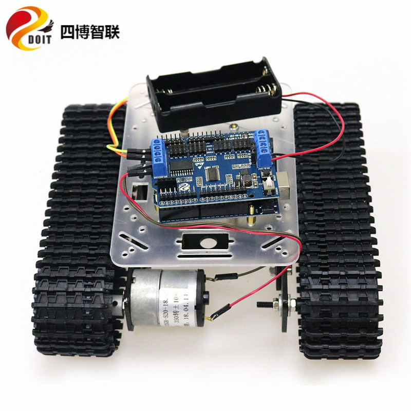 SZDOIT Wifi/Bluetooth/Handle Control Metal Mini TP100 Smart Tracked RC Tank Chassis Kit Motors DIY for Arduino ESPduino Control