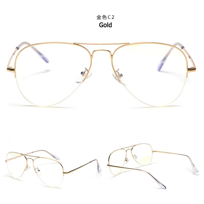 Jackjad vintage puolikehyksiset ilmailulasit metalliset 6589- tyyliset tavalliset silmälasit merkkikehykset silmälasit oculos de grau: C2