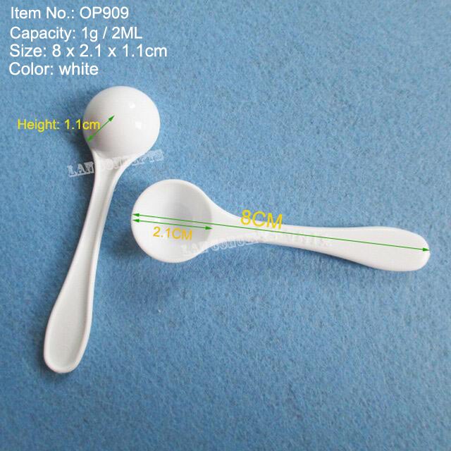 50 teile/los Kunststoff Scoop Sauerei PP Löffel 0,1g 0,25g 1g 2ml 3g 6ml 4g 8ml 5g 10ml 10g 20ml 30g für Möglichkeit-freies: 1g OP909 Weiß
