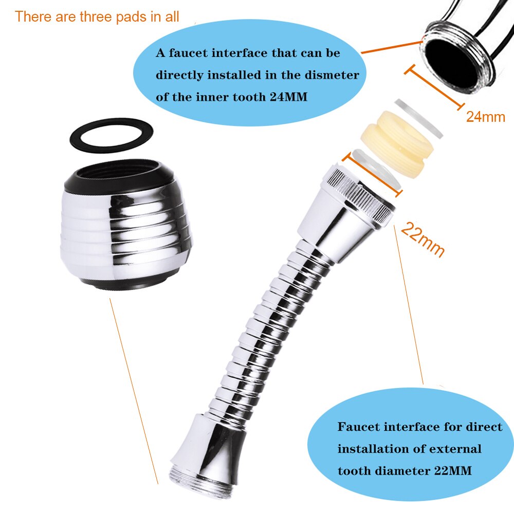 Anpro 360 Graden Swivel Keukenkraan Beluchter Verstelbare Dual Mode Sproeier Filter Diffuser Waterbesparende Nozzle Kraan Connector