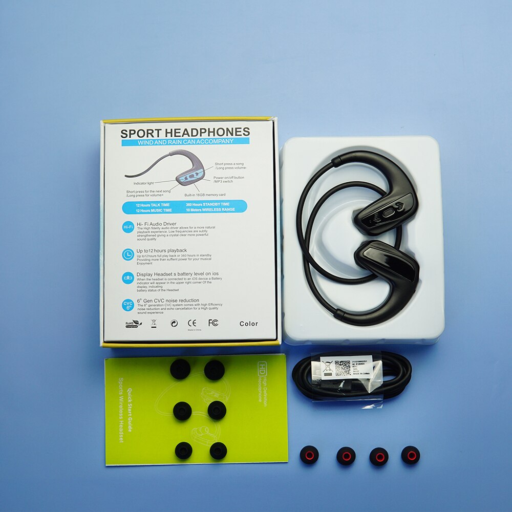 Bekabelde bluetooth-oortelefoon, sport ipx 8 , zwemband, draadloze gamingheadset, stereo-oordopjes, metalen oordopjes met microfoon: Zwart