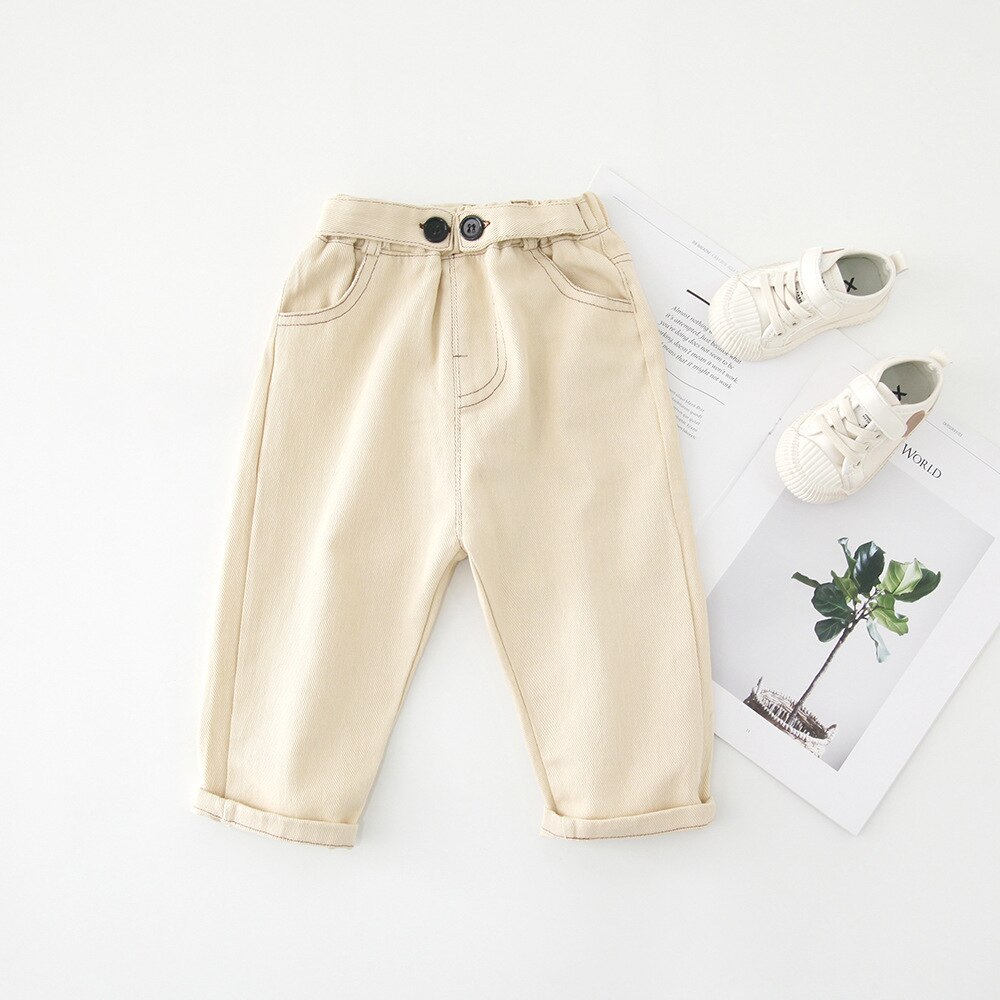 WLG-jeans d'automne pour garçons et filles | Pantalons en denim pour enfants, bleu et beige, à la , pour bébés: Beige / 5T