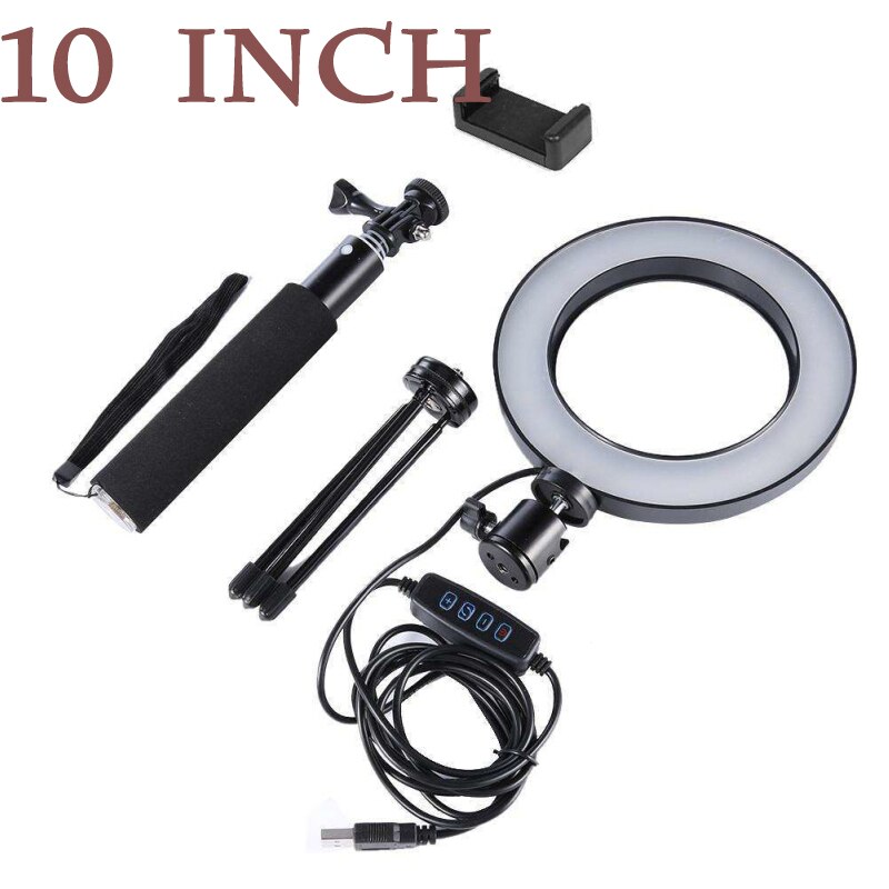 VELEDGE – éclairage Ring Light LED en forme d&#39;anneau réglable, lampe de remplissage pour vidéo de maquillage en direct, alimentation USB, lumière annulaire réglable avec large plage: 10 inch
