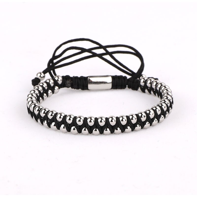 4mm stainless steel beads cute braided macrame bracelet men women jewelry