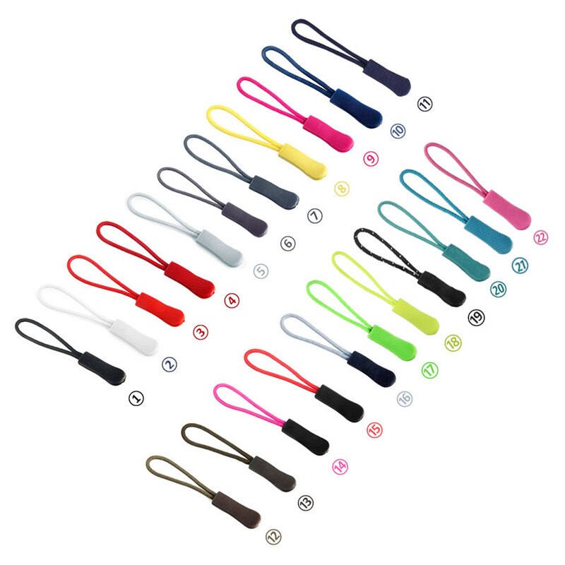 Lot de 50 tirettes de fermeture éclair, pour fixation d'étiquettes de cordon, clip de remplacement pour fermeture éclair, boucle coulissante, sac, valise, vêtements, tente, sac à dos