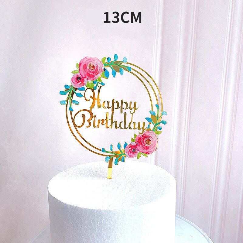 Joyeux anniversaire gâteau Topper acrylique lettre décoration de gâteau fournitures de fête joyeux anniversaire noir gâteau décorations: A5