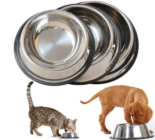 Stainless Steel Puppy Dog Feeder Feeding Foods Water Dish Bowl For Pet Dog Cat size SML XL