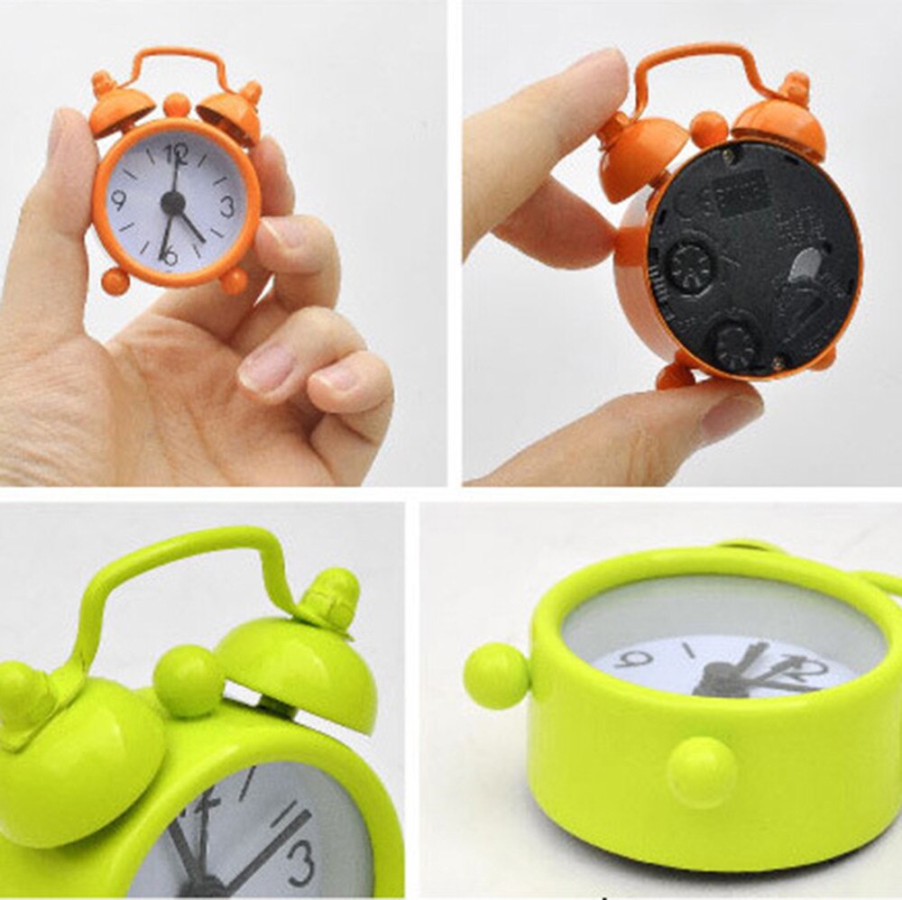 Mini reloj despertador Retro portátil de dibujos animados con números redondos y doble campana para escritorio, reloj Digital de mesa, relojes de alarma para decoración del hogar Klok #3 $