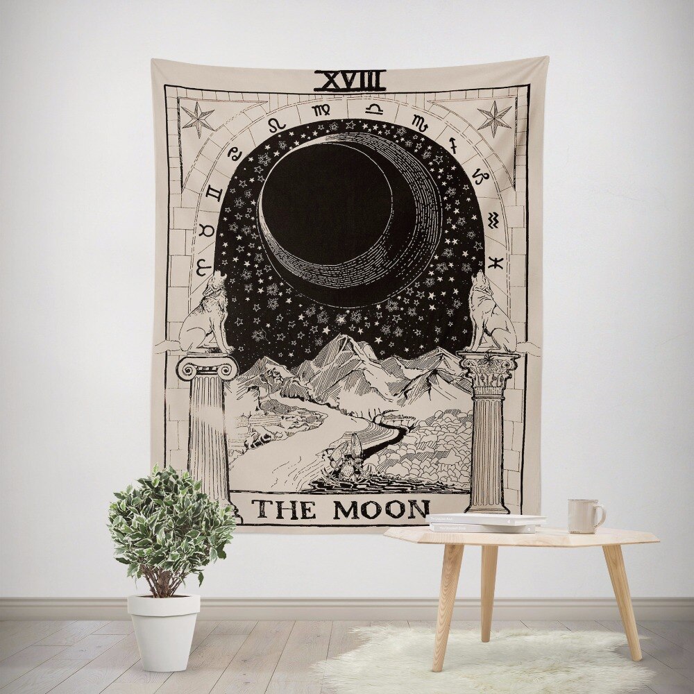 La lune le soleil l'étoile tapisserie tenture murale aspect astrologie tapisserie