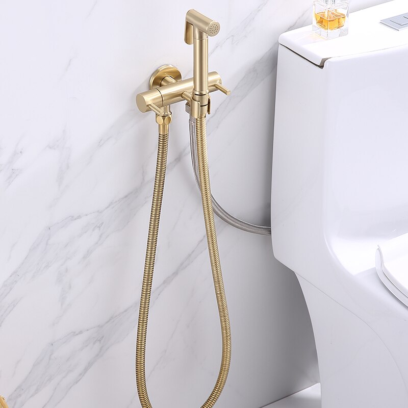 Bidets Kraan Chrom/Zwart/Goud Wc-reiniger Set Douchestraal Bidet Spuit Wc Kranen Wall Mounted Douche Bidets