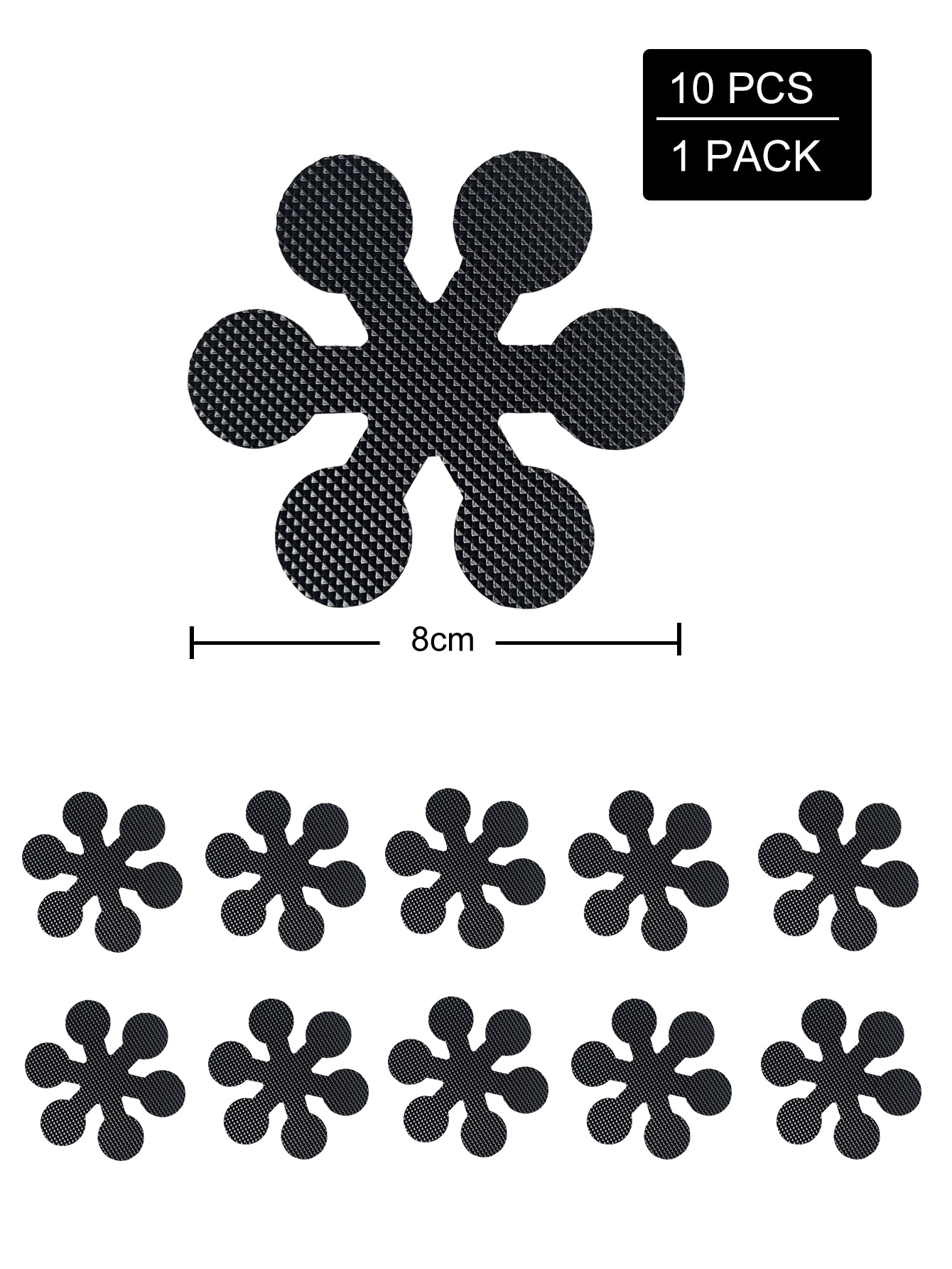 10 PCS Anti Slip Shower Tread Sticker Safety Bathtub Strips Premium Adhesive Star Snowflak Decals for Bath Tub Shower Stairs: black