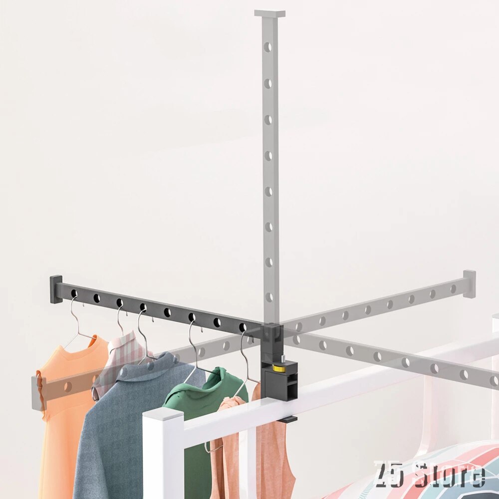 Aluminum Wall Mounted Clothes Hanger Rack Portable Drying Rack Organization Clamp Window Frame Balcony Railing Wardrobe