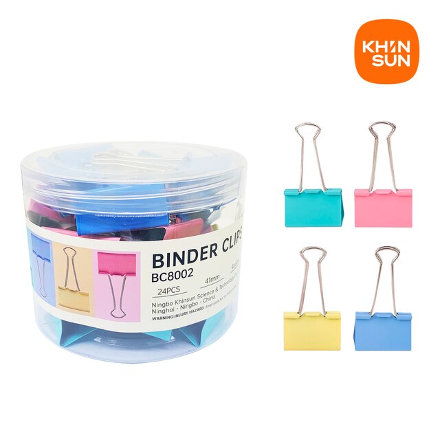 Khinsun Color Binder Clip 15/19/25/32mm Multicolor Paper clips Document File Binder school office supplies E8554A: 41mm-24 Clips