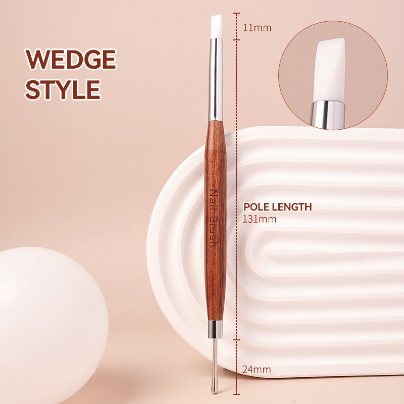 Dual-Ended Nail Art Brush with Silicone Spatula Carving Flower Painting Pen & Nail Gel Mixing Tool Multi-Function Manicure Tools: Dark Khaki