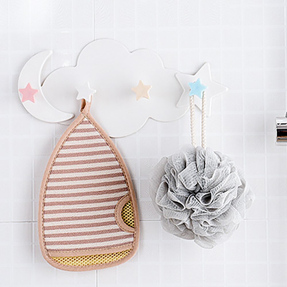 Cute Star Moon Cloud Shape Nail-free Wall Clothes Hooks Kids Room Decorative Key Hanging Hanger Kitchen Storage Hook: StarMoon