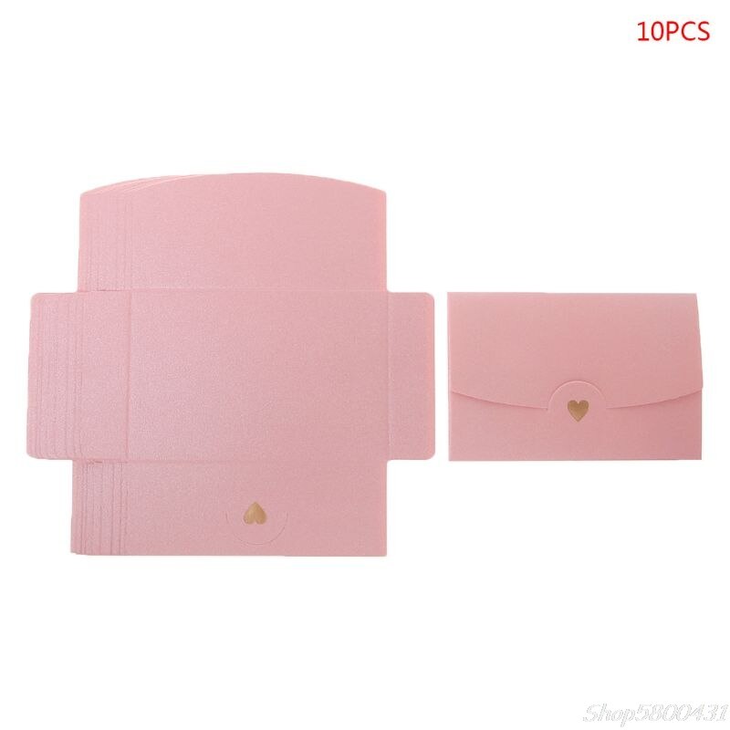 10pcs Blank Mini Heart Retro Paper Envelopes Wedding Party Invitation Envelope For Letter Greeting Cards O01 20: pink