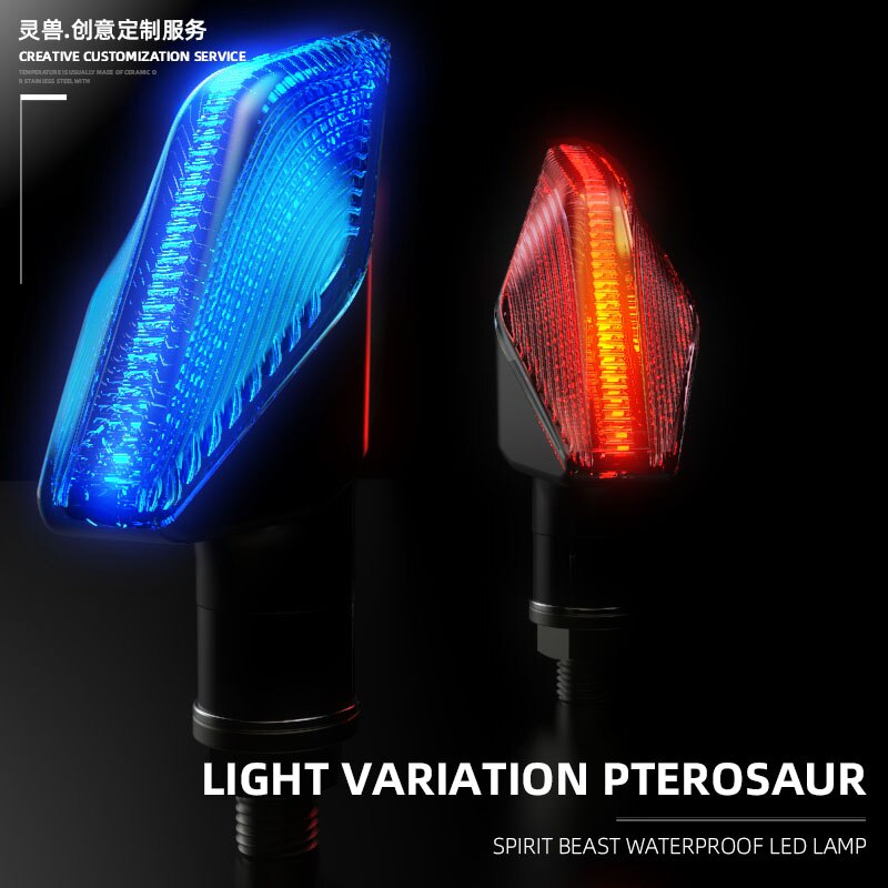 One Pair Spirit Beast L26 Motorcycle Turn Signals Lights Led Warning Lights Water Flowing Dc 12v Universal Side Visible