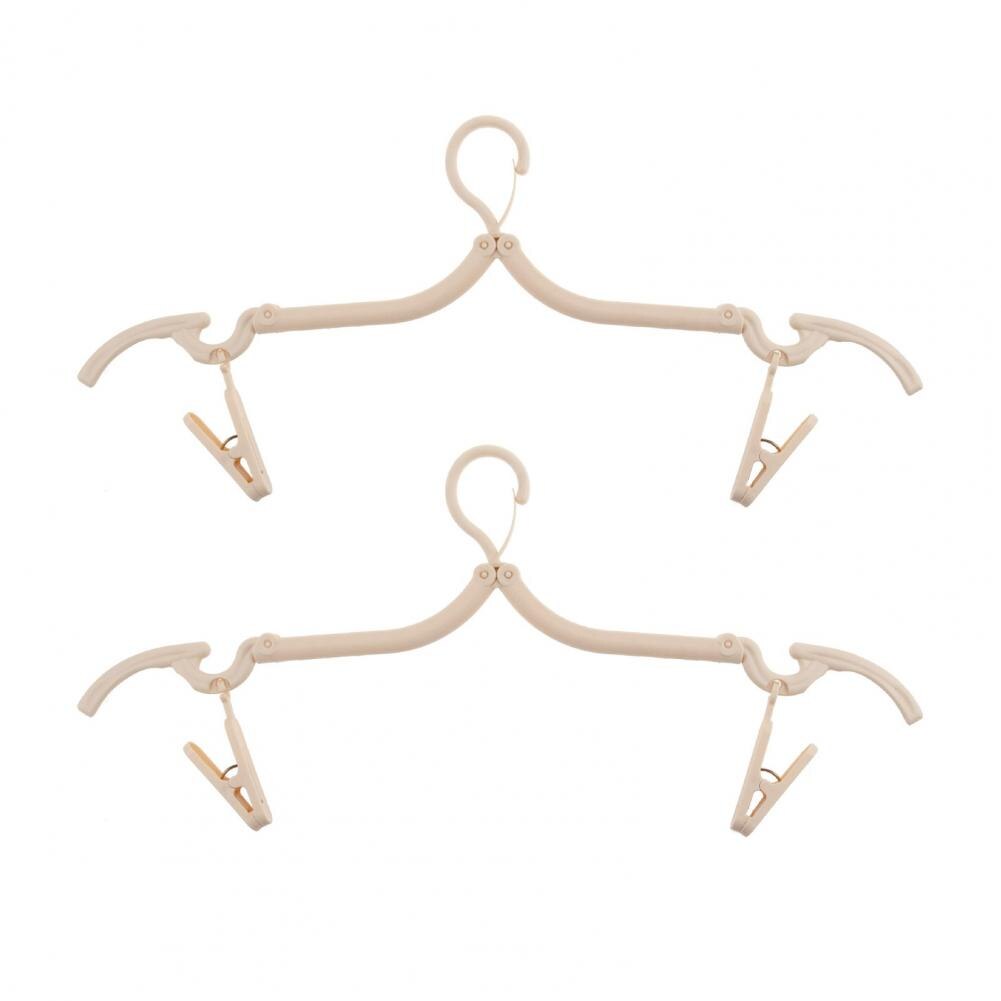 2Pcs Kleerhangers Opvouwbare Doek Opslag Hanger Multifunctionele Droogrek Lichtgewicht Home Reizen Gebruik Hanger: Roze